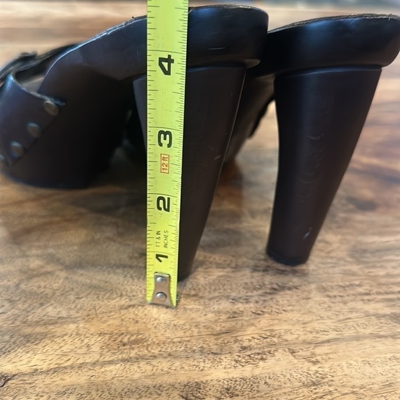 Costume National Brown platform Leather & Wood sandals 39 - Picture 9 of 10